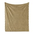 thumbnail image 1 of Earth Tones Soft Flannel Fleece Throw Blanket, Abstract Asymmetric Lines with Inner Little Dots and Circles Design, Cozy Plush for Indoor and Outdoor Use, 70" x 90", Brown Mustard White, by Ambesonne, 1 of 6