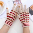 thumbnail image 1 of Women Can Enable Screen Gloves Warm Stretch Knitted Gloves Mittens Winter Keep Warm Knitting Heart Printing Golves Students Outdoor Riding Hiking Mittens, 1 of 4