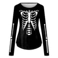 thumbnail image 3 of Womens Tops Long Sleeve Shirts Halloween Skeleton Printed Fall Clothes for Women Tees Blouses White L, 3 of 4