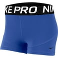 thumbnail image 1 of Nike Women's Pro 3" Shorts (Game Royal/Black/Black, Medium 3), 1 of 3