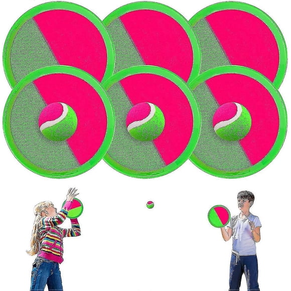 Kids Outdoor Toys, Toss And Catch Ball Set, Outside Yard Games For Kids With 6 Paddles 3 Balls Paddle Game Set Playground Sets For Backyard Sports Out