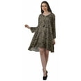 thumbnail image 3 of Moomaya Rayon Flared Dress For Womens Long Sleeve Printed V-Neck Casual Beach Dress For Girls, 3 of 7