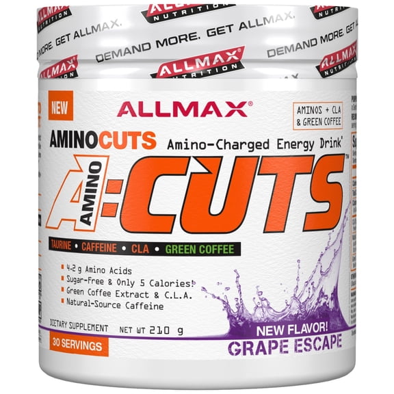 ALLMAX Nutrition AMINOCUTS ACUTS, Amino-Charged Energy Drink Grape Escape