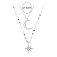 thumbnail image 5 of Naierhg Double Layer Necklace for Women Twinkle Star Moon Choker Necklace Faux Diamond Pendant Rhinestone Clavicle Chain Jewelry Accessories, 5 of 7