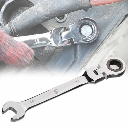 

Fairnull 8-19mm Wrench Compact Adjustable Head 180-degree Rotary Professional 72-tooth Ratchet Spanner for Vehicle Maintenance