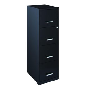 Wilson 4 Drawer Wood Vertical Lockable Filing Cabinet Black
