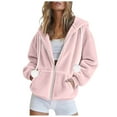 thumbnail image 2 of Chiccall Womens Fleece Zip Up Hoodies Long Sleeve Oversized Sweatshirts Jacket with Pockets Winter Fashion Clothes Pink M, 2 of 6