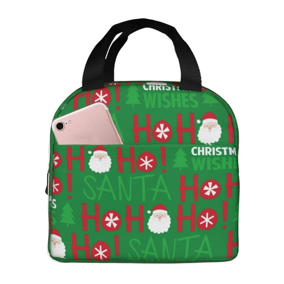 Easygdp Cute Santa Bolsa Térmica Premium - Tela Oxford Impermeable, Gran Capacidad, Bolsillo Frontal, Unisex para Trabajo, Escuela, Actividades al Aire Libre y Picnics