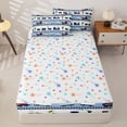 thumbnail image 4 of Erosebridal Striped Train Print Zipper Queen Comforter Set with Fitted Sheet and 2 Pillowcases,Vintage Railway Zipper Bedding Set For Boys,Colorful Stars Reversible,4pcs, 4 of 7