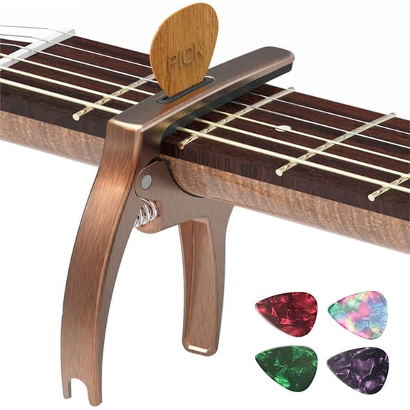 Guitar Capo,TANMUS 3in1 Zinc Metal Capo for Acoustic and Electric Guitars (with Pick Holder and 4Picks),Ukulele,Mandolin,Banjo,Guitar Accessories