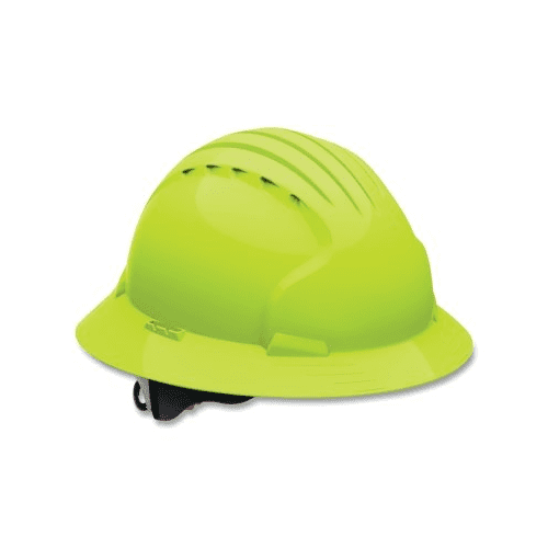 PIP Industries B3113590 Evolution Deluxe 6161 Full Brim HDPE Shell 6-Point Polyester Suspension Hard Hat, Neon Yellow