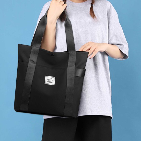 Tuobarr Tote Bag for Women, Women Tote Bag Large Shoulder Bag, Handbags for Women, with Yoga Mat Buckle For Gym, Work, School Black