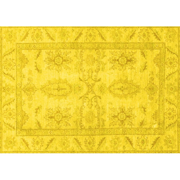 Ahgly Company Indoor Rectangle Oriental Yellow Traditional Area Rugs, 5' x 7'
