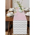 thumbnail image 4 of nqOlkjepod Grey Chevron Table Runner 72 Inches Long Farmhouse Dress Scarves, Geometric Pink Print Wavy Striped White Dining Tablerunner for Coffee Table/Kitchen Island/Party Décor, 14" x 72", 4 of 8