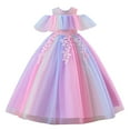 thumbnail image 1 of Robe Enfant Dentelle Arc-en-Ciel Tutu Robe de Fête Princesse Robe de Concours avec Tutu Bouffant Robes Enfants Rouge 4 Ans-5 Ans, 1 of 9