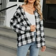 thumbnail image 6 of Fashion Winter Plaid Jackets for Womens Plus Size Casual Lapel Plaid Long Sleeve Unless Casual Coat, 6 of 9