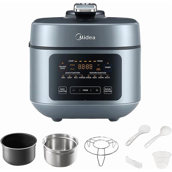 8-in-1 Electric Pressure Cooker, Dual Pots, Multi-Functional Programmable Slow Cooker, Rice Cooker, Steamer, Sauté Pan, 5 Quart
