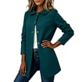 thumbnail image 6 of Jacket Dqueduo Women's Long Sleeve Turn-Down Collar Cardigan Top – Solid Winter Outerwear Coat Green M, 6 of 7