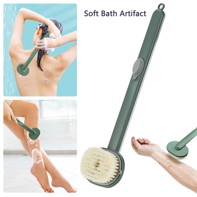 Mango largo Exfoliante Baño Piel Cepillo Exfoliante corporal Ducha Limpieza (Verde) Likrtyny Cuidado Belleza