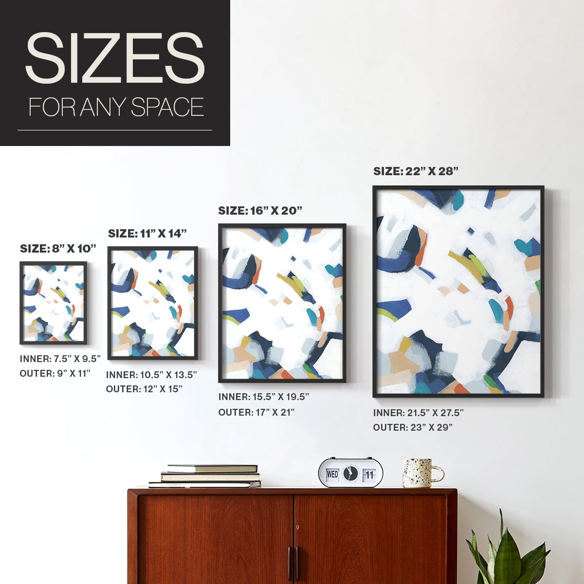 Bright Orbit I Framed Print in Black Solid Wood Framed Print No Nail Hanging