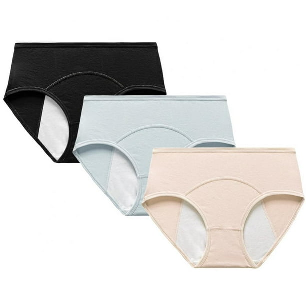 3Pack Menstrual Period Underwear for Women MidRise Postpartum Ladies
