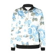 thumbnail image 4 of skpabo Bomber Jackets for Women Zip Up Lightweight Jacket Flight Jackets Casual Floral Print Lapel Coat Open Front Cardigan Outdoor Running Jacket S-XXL, 4 of 5