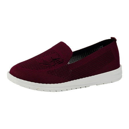 

Lovskoo 2024 Women s Slip On Lightweight Mesh Walking Shoes Breathable Fashion Casual Round Toe Comfy Cozy Shoes Burgundy