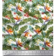 thumbnail image 1 of Soimoi Rayon Fabric Tropical Leaves,Plumeria & Heliconia Floral Printed Craft Fabric by The Yard 42 Inch Wide, 1 of 1