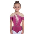 thumbnail image 4 of vastwit Kids Girls Gymnastics Leotard Ballet Dance Bodysuit Short Sleeve Acrobatics Performance Tumbling Outfit Hot Pink 6, 4 of 6