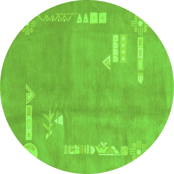 Ahgly Company Indoor Round Abstract Green Modern Area Rugs, 3' Round