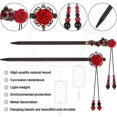 thumbnail image 3 of 2 Pieces Japanese Chinese Hair Stick Retro Wooden Hairpin Flower Hair Chopsticks Handmade Wooden Hair Stick Classic Hair Chopstick Hair Pins for Long, 3 of 4