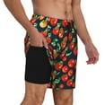 thumbnail image 2 of Yiaed Tomatoes Print Mens Swim Trunks Bathing Suit Compression Liner Beach Swim Shorts Swimwear Quick Dry Zipper Pocket No-Chafing Board Short-Large, 2 of 6