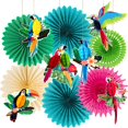 thumbnail image 1 of Juego de 12 abanicos decorativos de papel con forma de loros tropicales Easy Joy, 1 of 6