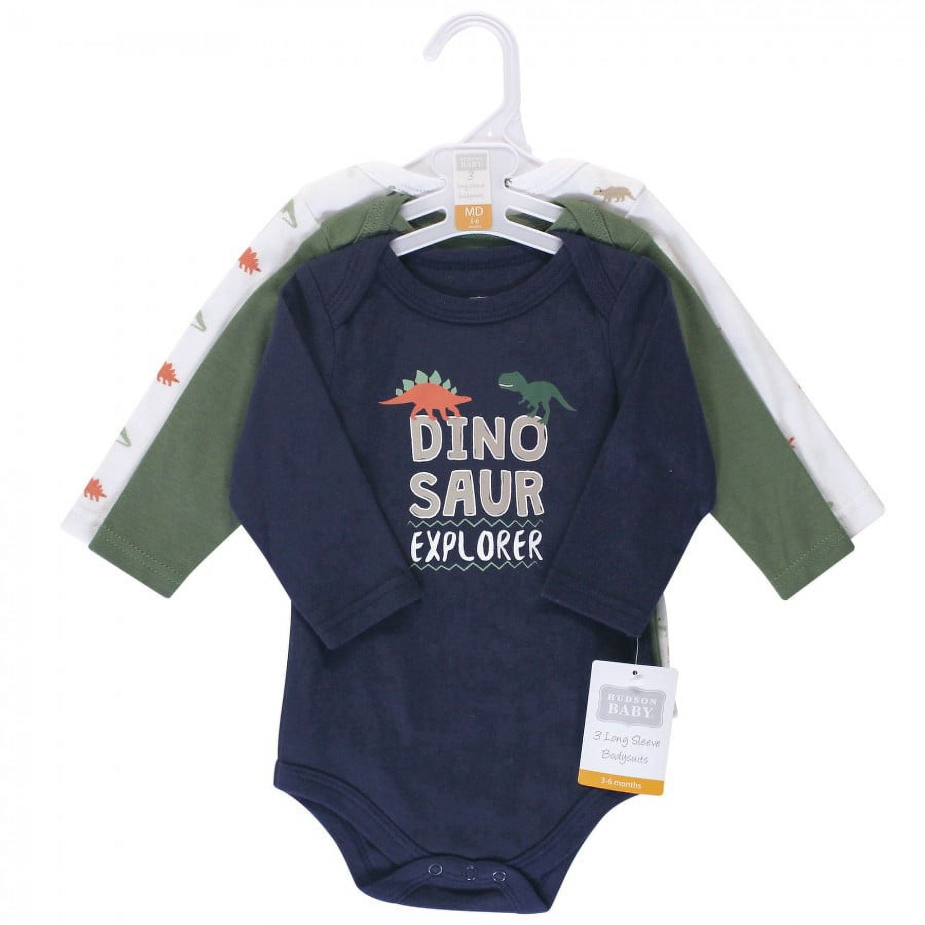 Hudson Baby Cotton Long-Sleeve Bodysuits, 3- Pack, Newborn- 24 Months