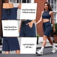 thumbnail image 4 of Cadmus Women's Casual Comfy 9" Bermuda Shorts Yoga Walking Running Drawstring Shorts with Pockets, 4 of 8
