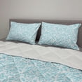 thumbnail image 2 of Feather Comforter & Sham Bedding Set, Vintage Monochrome Pattern of Quills and Sun Motifs Design, 3 pcs Duvet Set Microfiber Filling Quilt, 5 Sizes, Pale Blue and White, by Ambesonne, 2 of 4