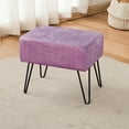 thumbnail image 4 of Home Soft Things Textured Velvet Ottoman Stool Chair, Upholstered Footrest with Black Metal Legs, Mauve Shadows, 19" x 13" x 17", 4 of 7