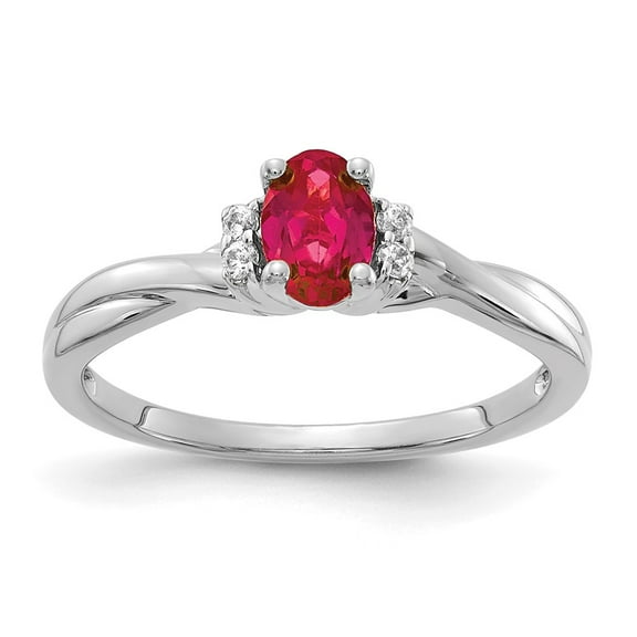 Primal Gold 14 Karat White Gold Diamond and Ruby Ring