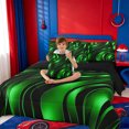 thumbnail image 4 of meiyoeat Abstract Geometric Stripes 7-Piece King Bedding For Boys,Green Neon Lines Pattern King Bed In A Bag For Kids,Black Reversible, 4 of 7