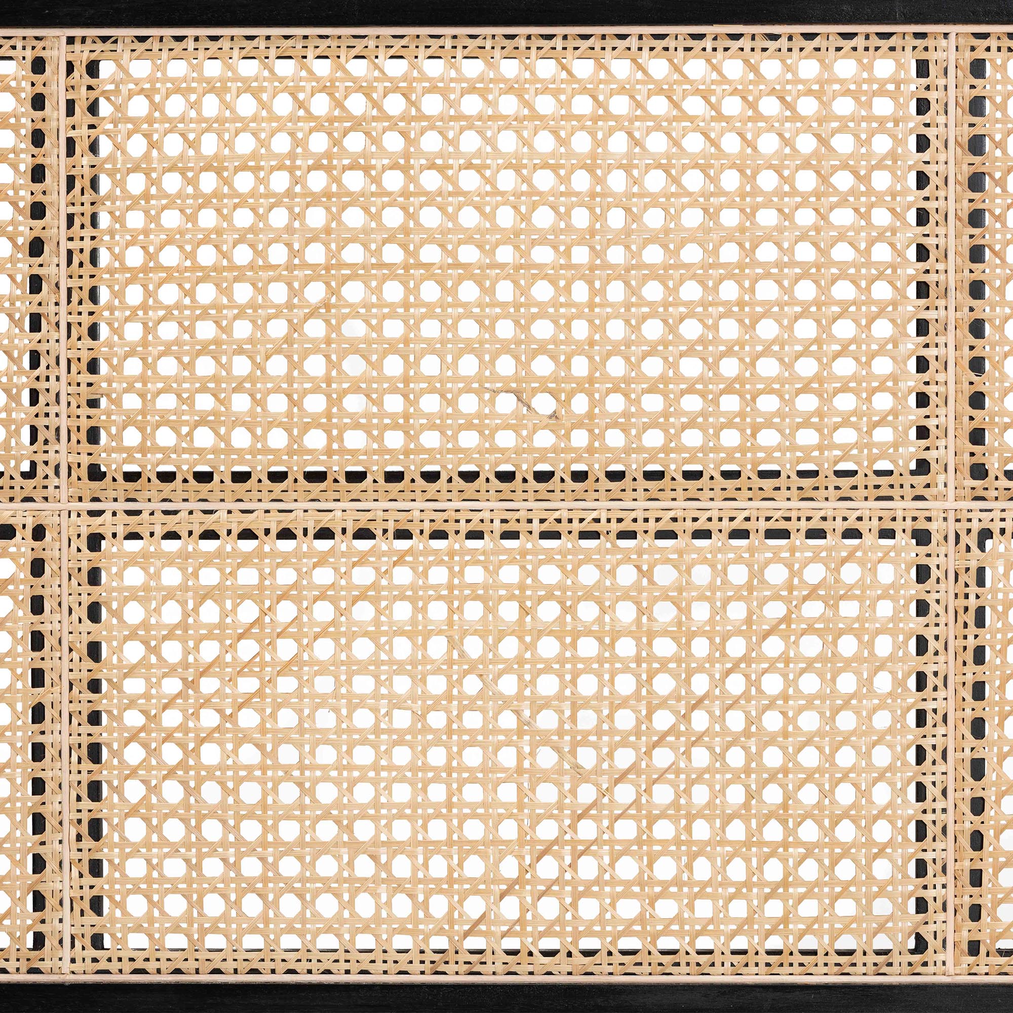 bali & pari Lainer Bayur Wood and Natural Bamboo BOHO Headboard, Queen Size, Black