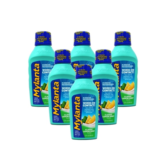 Mylanta Maximum Strength Antacid and Anti-Gas, Classic Flavor, Fast Relief for Heartburn and Gas, 12 Fl oz (Pack of 6)