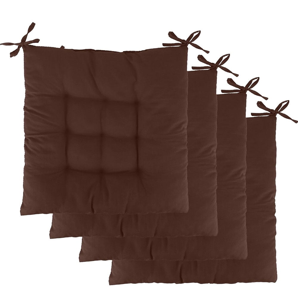 4 Square Chair Pads Indoor Seat Cushions Pillows with Ties Thick Soft