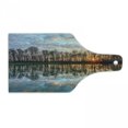 thumbnail image 1 of Landscape Cutting Board, Lake Sunset with the Mirroring Crystal Water and Horizon over Forest Boho, Decorative Tempered Glass Cutting and Serving Board, Wine Bottle Shape, Multicolor, by Ambesonne, 1 of 1