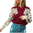 thumbnail image 2 of Blouse Pull Décontractée d'Été pour Femmes, Manches Longues, Imprimé Animal, Col Rond, 2 of 6