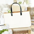 thumbnail image 1 of Mikilon Sac de Plage Sac en Toile de Coton et Lin Sac Fourre-Tout Grande Capacité, 1 of 5