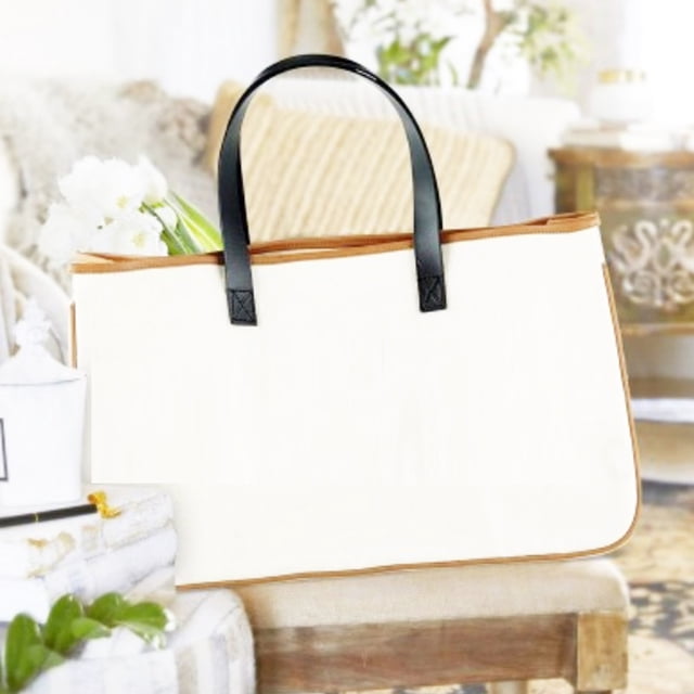 Mikilon Sac de Plage Sac en Toile de Coton et Lin Sac Fourre-Tout Grande Capacité
