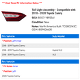thumbnail image 2 of Tail Light Assembly - Compatible with 2018 - 2020 Toyota Camry 2019, 2 of 2