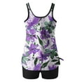thumbnail image 4 of BONIXOOM Ladies Fashion Multicolor Retro Flower Leaf Print Swimming Trunks Sling Women Split Swimsuit, 4 of 6