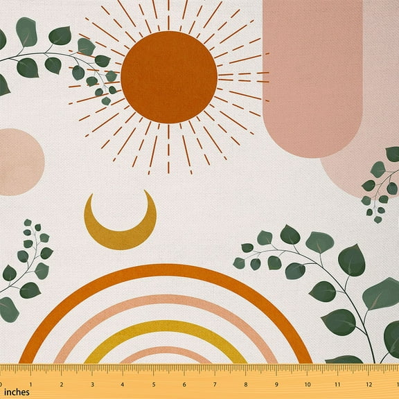 Homewish Adult Modern Minimalst Fabric by the Yard 1 Yard, Cycle Sun Stripes Abstract Room Decor Fabric by the Yard, Mid Century Fashion Sewing Fabric, Breathable Home Decor