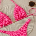 thumbnail image 7 of Women's 2 Piece Leopard Print Bikini Sets Halter String Triangle Swimsuit Bathing Suits (Hot Pink,L), 7 of 7